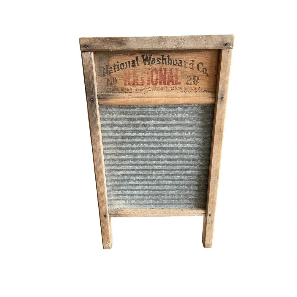 Vintage National Washboard‎ Co. Wood & Zinc No.  28 Memphis Chicago.